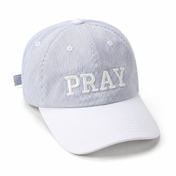 "PRAY" Striped Embroidered Two-Tone Baseball Cap | 40HW760