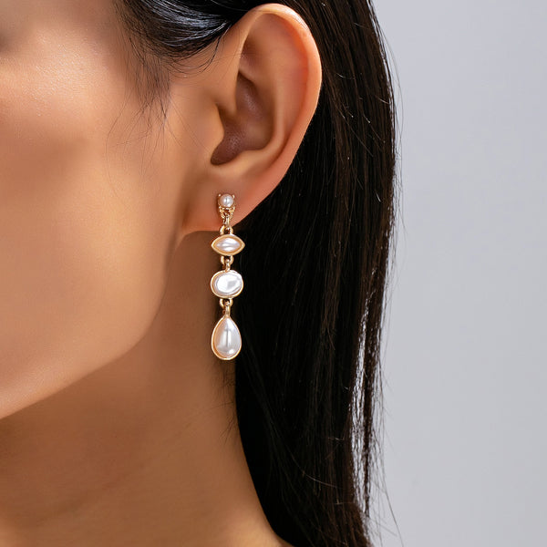 Multi-Shape Pearl Tiered Drop Earrings | 80E63026