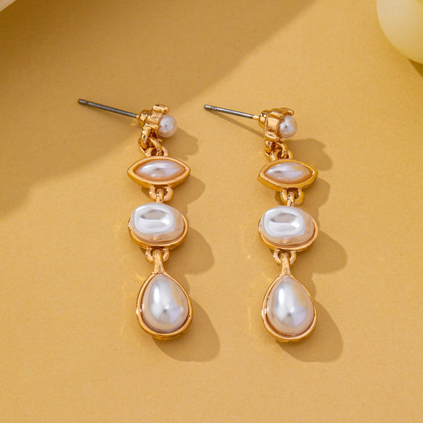 Multi-Shape Pearl Tiered Drop Earrings | 80E63026
