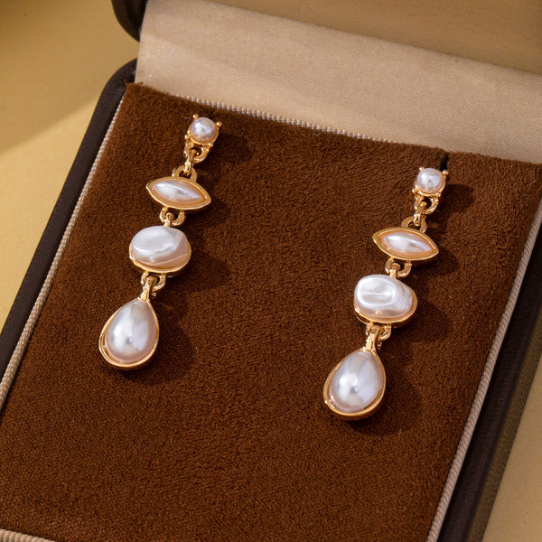 Multi-Shape Pearl Tiered Drop Earrings | 80E63026