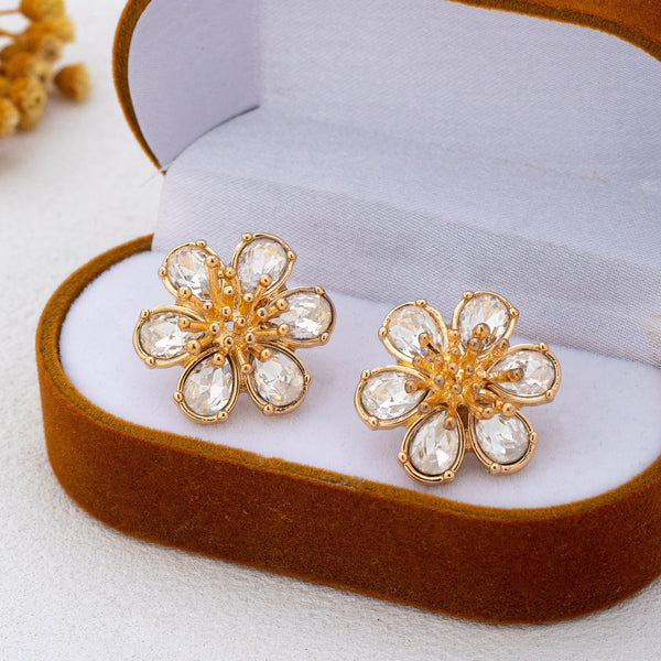 Crystal Glass Flower Statement Stud Earrings | 80E63055
