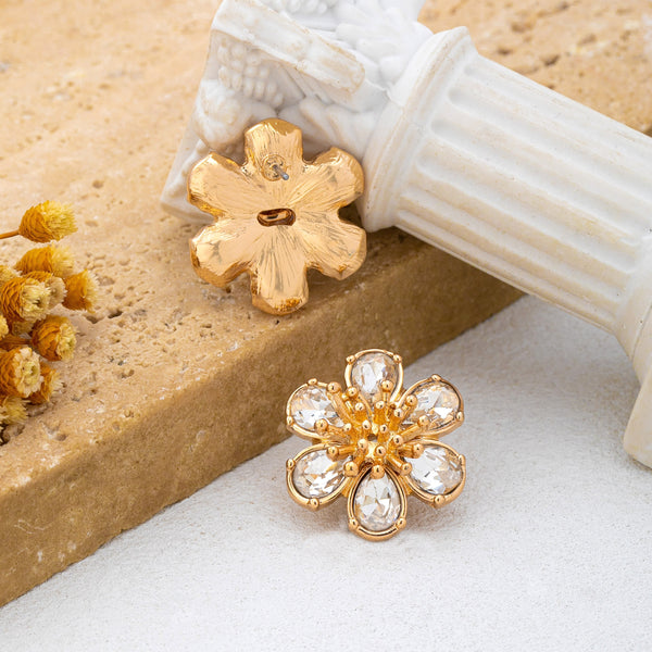 Crystal Glass Flower Statement Stud Earrings | 80E63055