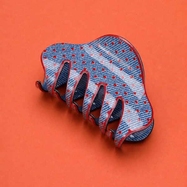 Denim Polka Dot Cloud Shape Hair Claw Clip | 40H1192