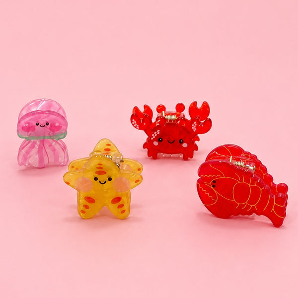 Lobster Crab Starfish Jellyfish Mini Hair Claw Set | 40H1195