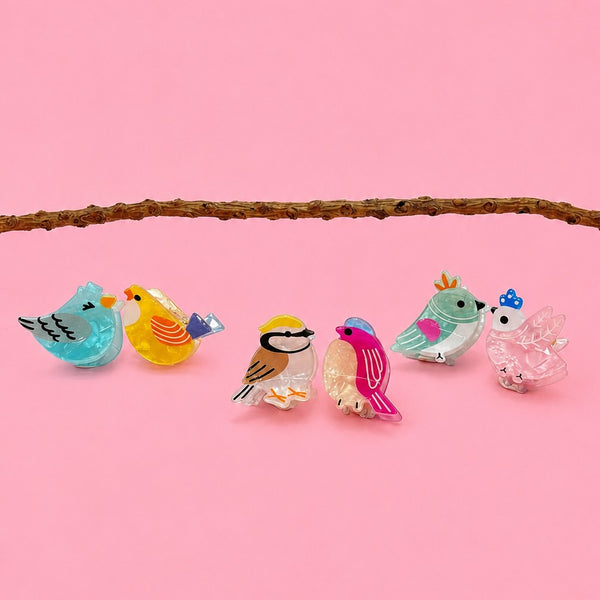 Colorful Bird Mini Hair Claw Clip 6-Pc Set | 40H1196-Pack 6