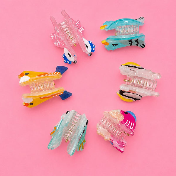 Colorful Bird Mini Hair Claw Clip 6-Pc Set | 40H1196-Pack 6