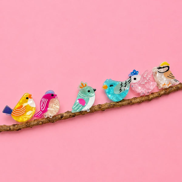 Colorful Bird Mini Hair Claw Clip 6-Pc Set | 40H1196-Pack 6