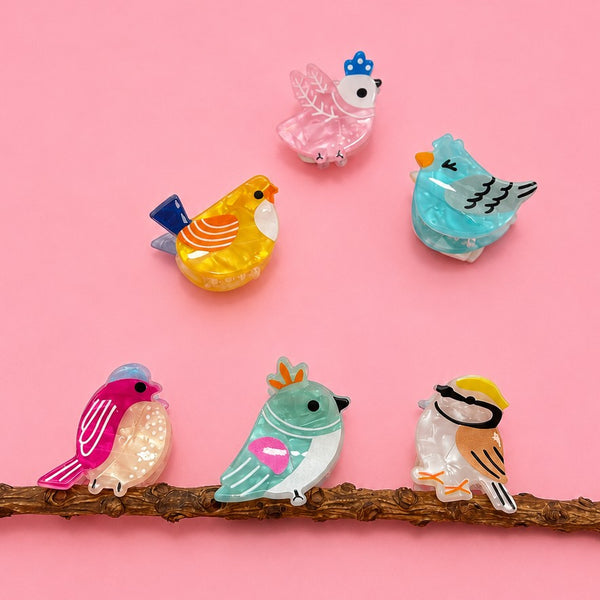 Colorful Bird Mini Hair Claw Clip 6-Pc Set | 40H1196-Pack 6