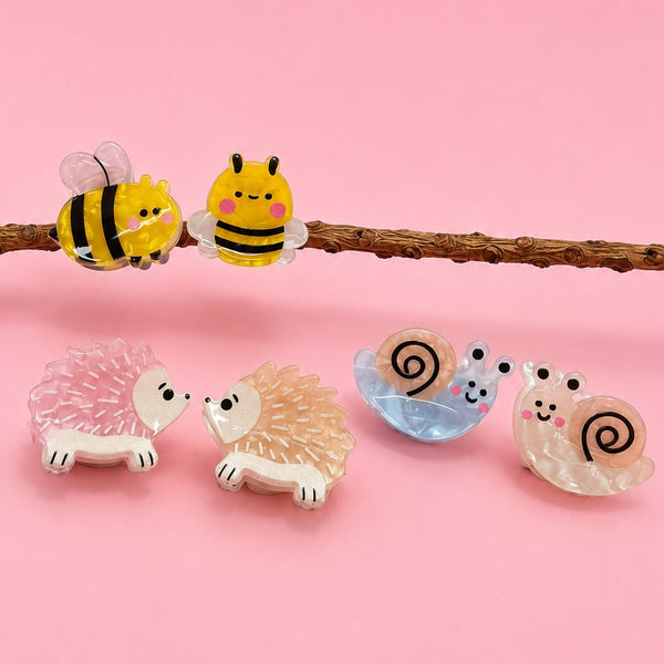 Hedgehog Bumble Bee Snail Mini Hair Claw Clip Set | 40H1197