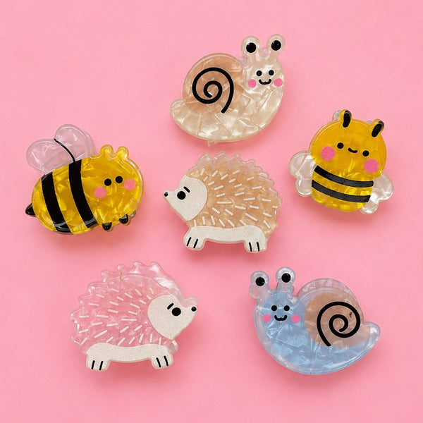 Hedgehog Bumble Bee Snail Mini Hair Claw Clip Set | 40H1197