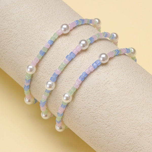 Pastel Mixed Beaded Pearl Stretch Bracelet | 40B5274