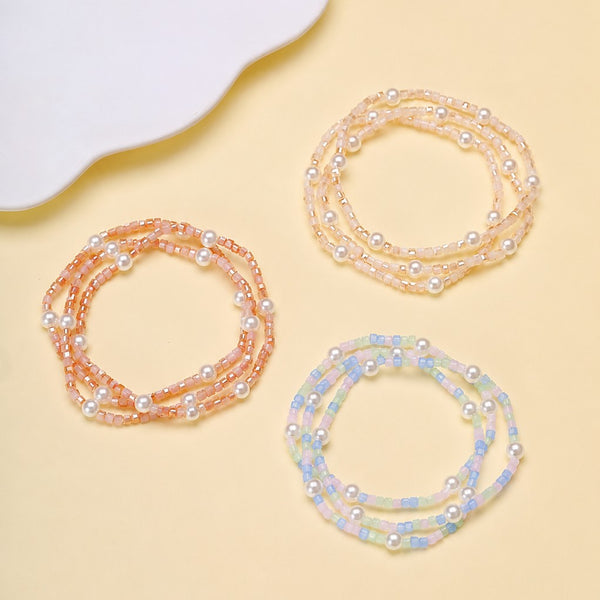 Pastel Mixed Beaded Pearl Stretch Bracelet | 40B5274