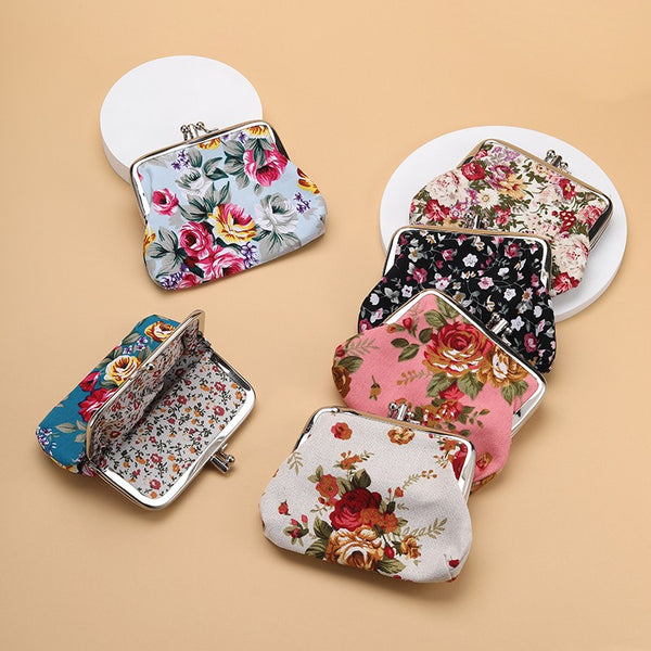 VINTAGE FLORAL KISS LOCK FRAME SMALL WALLET POUCH | 40P647