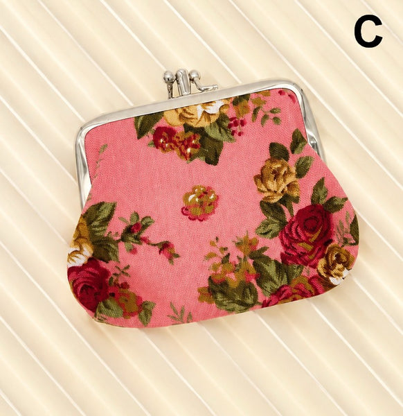VINTAGE FLORAL KISS LOCK FRAME SMALL WALLET POUCH | 40P647