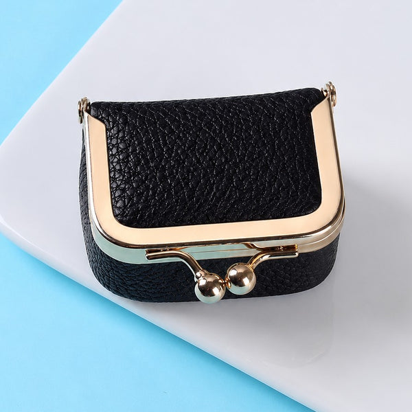 MINI PEBBLED LEATHER KISS LOCK TRAVEL JEWELRY BOX | 40P649