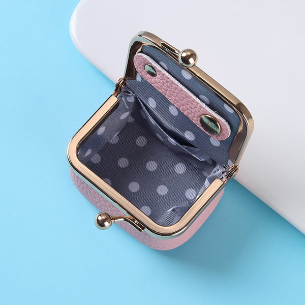 MINI PEBBLED LEATHER KISS LOCK TRAVEL JEWELRY BOX | 40P649