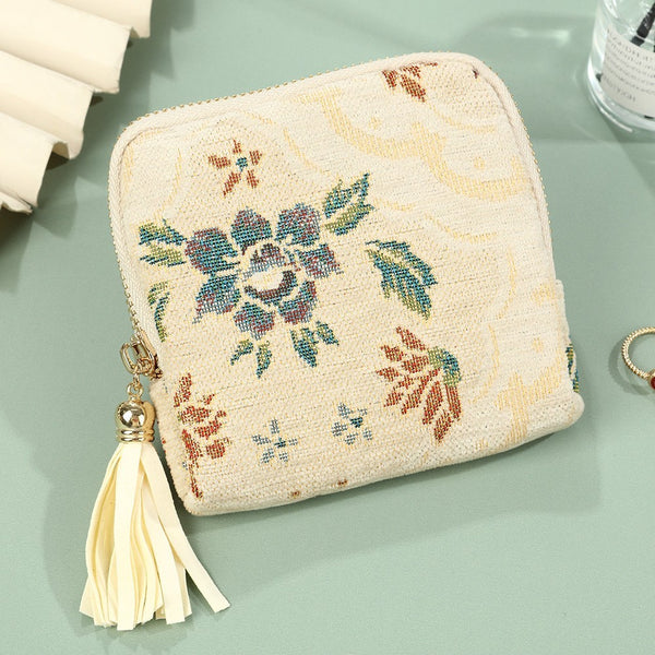 Floral Jacquard Mini Jewelry Pouch Wallet |  40P650