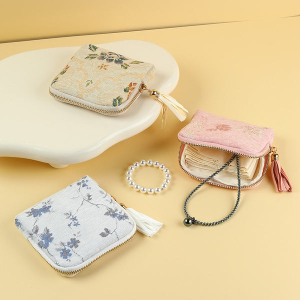 Floral Jacquard Mini Jewelry Pouch Wallet |  40P650