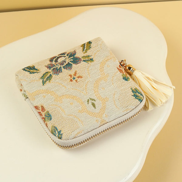 Floral Jacquard Mini Jewelry Pouch Wallet |  40P650