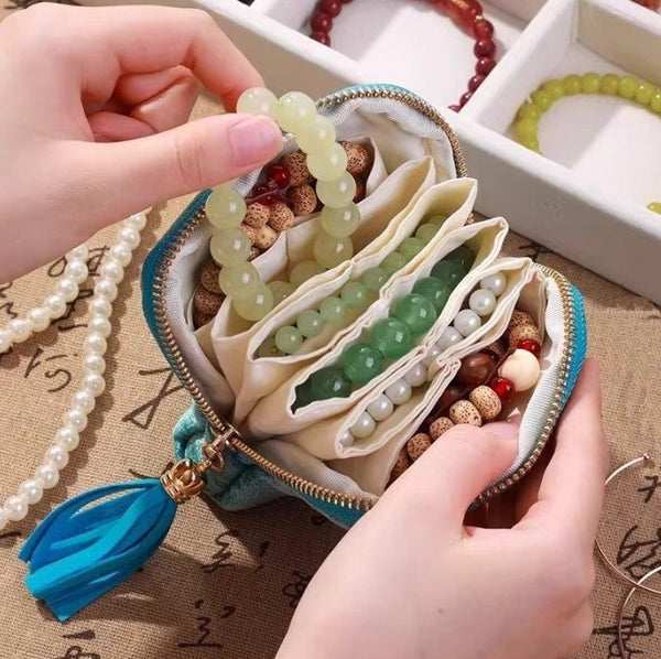 Floral Jacquard Mini Jewelry Pouch Wallet |  40P650