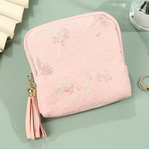 Floral Jacquard Mini Jewelry Pouch Wallet |  40P650