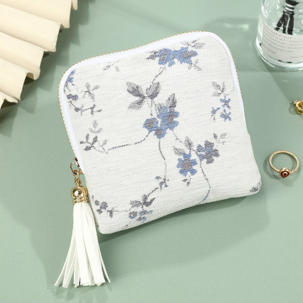 Floral Jacquard Mini Jewelry Pouch Wallet |  40P650