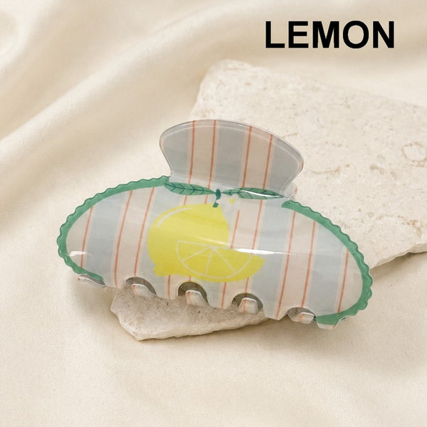 Fruit Print Strawberry Cherry Lemon Hair Claw Clip | 40H1199