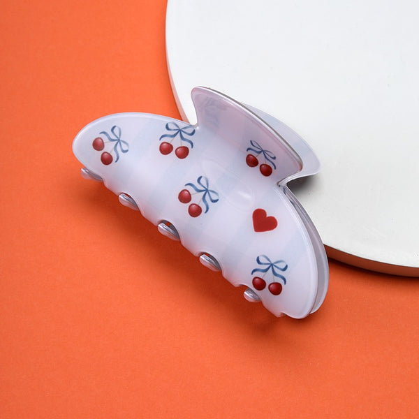 Fruit Print Strawberry Cherry Lemon Hair Claw Clip | 40H1199