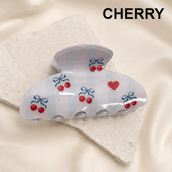 Fruit Print Strawberry Cherry Lemon Hair Claw Clip | 40H1199