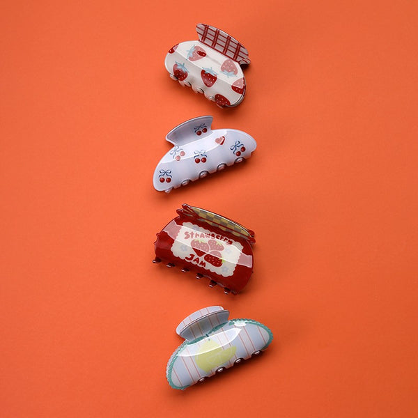 Fruit Print Strawberry Cherry Lemon Hair Claw Clip | 40H1199