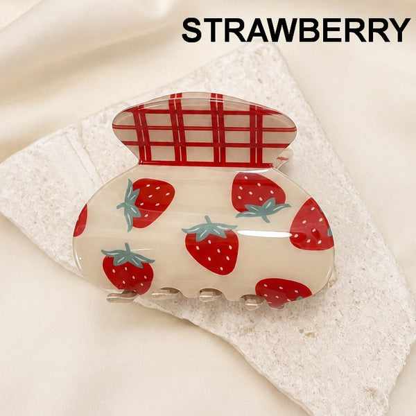 Fruit Print Strawberry Cherry Lemon Hair Claw Clip | 40H1199