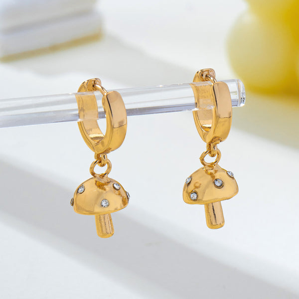 Crystal Mushroom Huggie Hoop Earrings | 80E63093