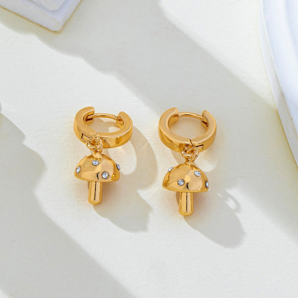 Crystal Mushroom Huggie Hoop Earrings | 80E63093