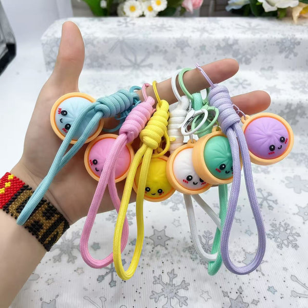 Cute Dumpling Character Wristlet Keychains 6-Pc Set | 40KC191-Pack 6