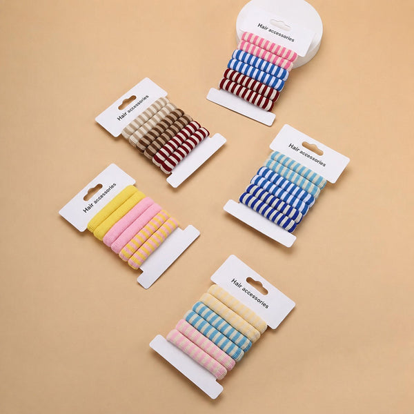 Striped Terry Hair Ties 6-Pc Set | 40S744
