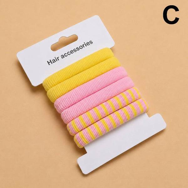 Striped Terry Hair Ties 6-Pc Set | 40S744