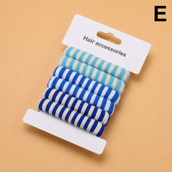 Striped Terry Hair Ties 6-Pc Set | 40S744