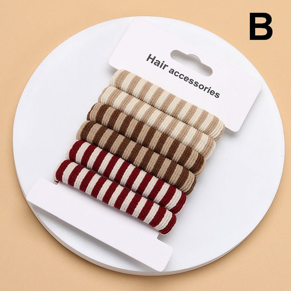 Striped Terry Hair Ties 6-Pc Set | 40S744