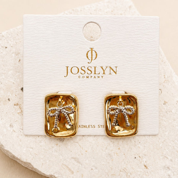 18K STAINLESS STEEL WATERPROOF BOW STUD EARRING | 40E546