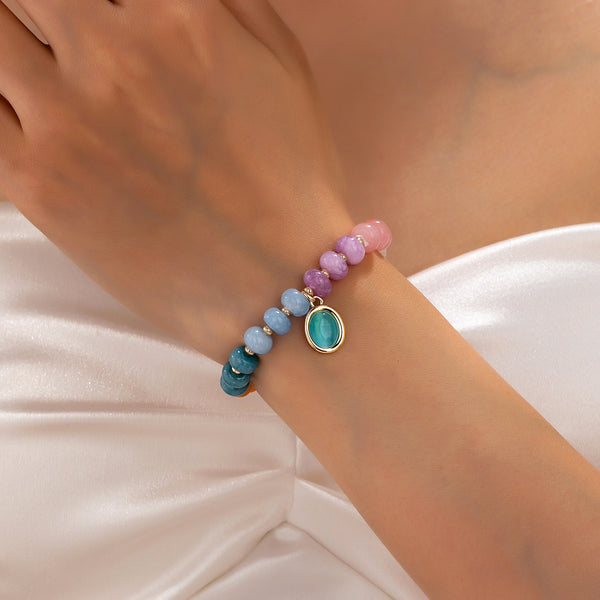 Natural Stone Cateye Charm Stretch Bracelet | 80B1901