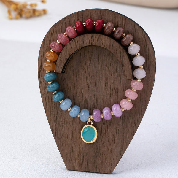 Natural Stone Cateye Charm Stretch Bracelet | 80B1901