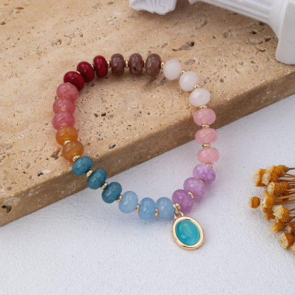 Natural Stone Cateye Charm Stretch Bracelet | 80B1901