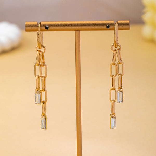 Paperclip Chain Glass Rhinestone Drop Earrings | 80E63144