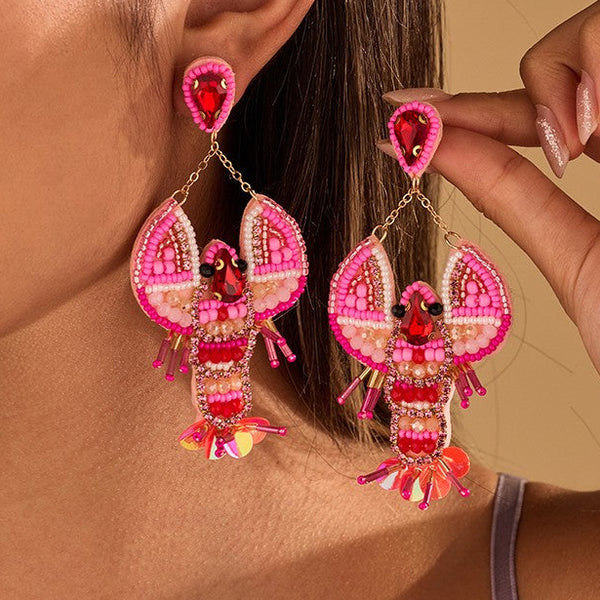 Charming Lobster Seed Bead Drop earrings | 40E550