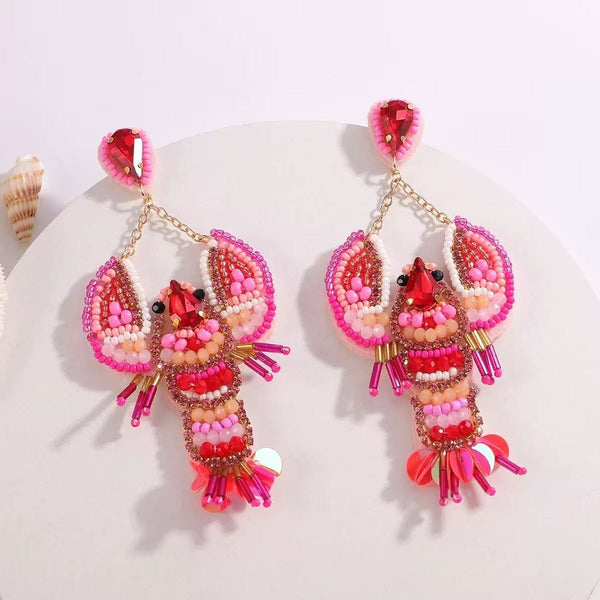 Charming Lobster Seed Bead Drop earrings | 40E550