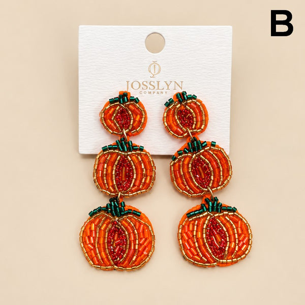 HALLOWEEN PUMPKIN SEED BEAD DROP EARRINGS | 40E551