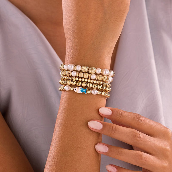 Gold-Tone Mixed Beaded Stretch Bracelet Set | 40B5250