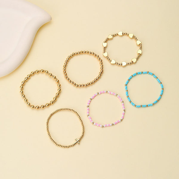 Gold-Tone Mixed Beaded Stretch Bracelet Set | 40B5250