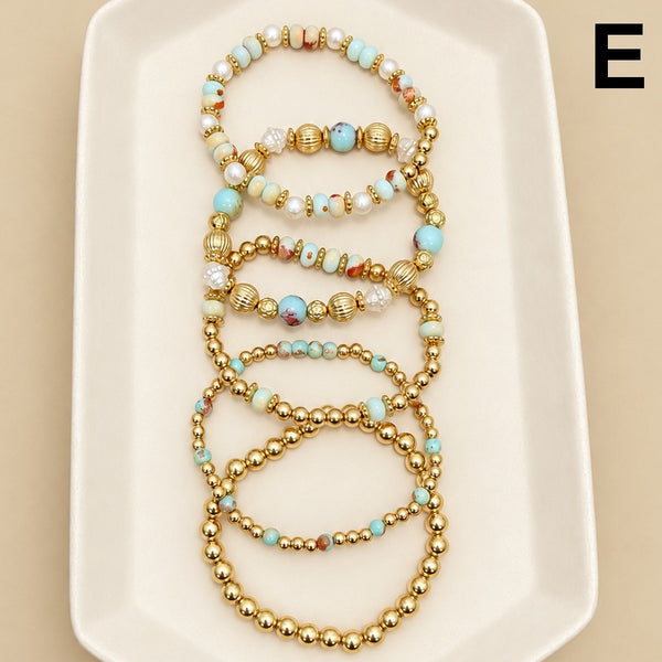 Gold-Tone Mixed Beaded Stretch Bracelet Set | 40B5250