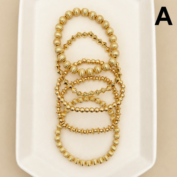 Gold-Tone Mixed Beaded Stretch Bracelet Set | 40B5250
